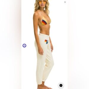 Aviator Nation original logo sweats in vintage white.